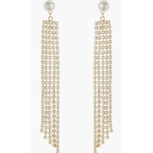 NORDSTROM RACK Imitation Pearl & Cubic Zirconia Fringe Drop Earring